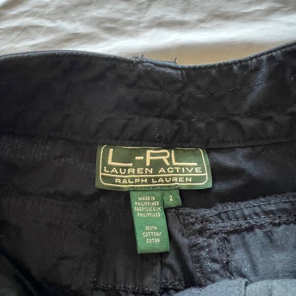 Lauren Active Ralph Lauren sport black buckle cargo wide leg adjustable pants - Picture 2 of 2